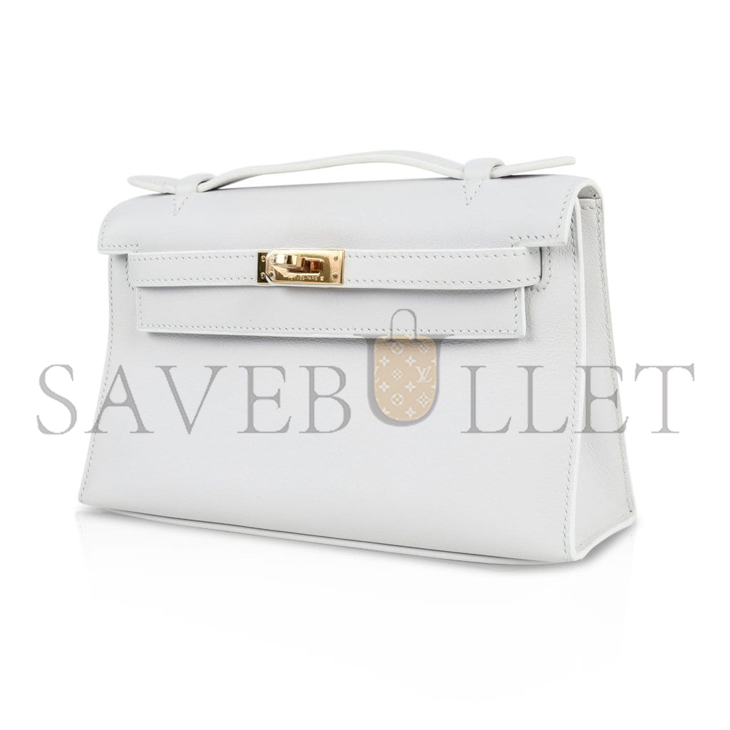 HERMÈS KELLY GENERATION SWIFT MILKSHAKE PLATINUM SILVER BUCKLE (22*14*7cm) 